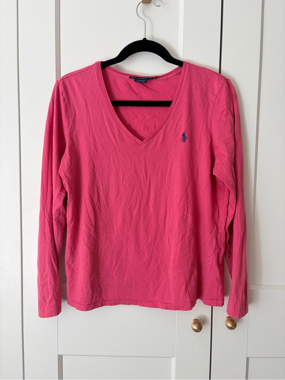 Ralph Lauren Pink Girls Long Sleeve V-Neck Top | XL